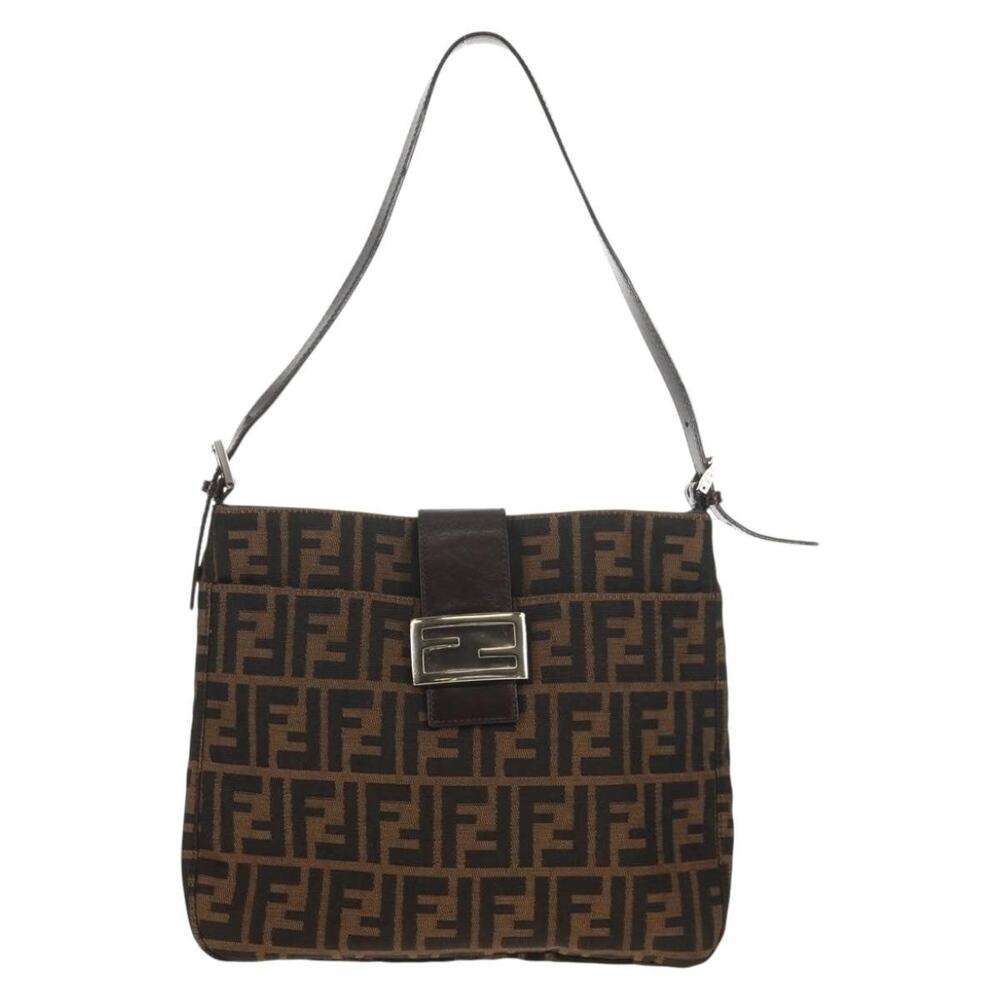 Fendi Zucca Mamma Baguette Shoulder Bag Black